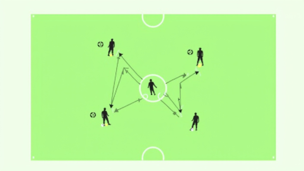 Diagram of a 4v1 rondo soccer drill for short passing under pressure.
