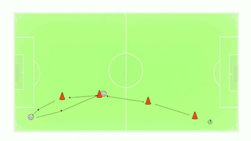 Diagram of a close control dribbling drill weaving through cones.