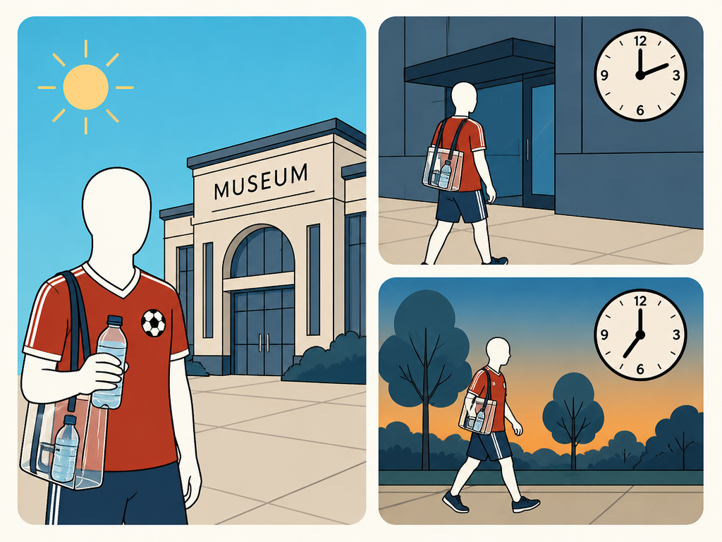 Cartoon infographic on planning indoor and outdoor activities around stadium heat.