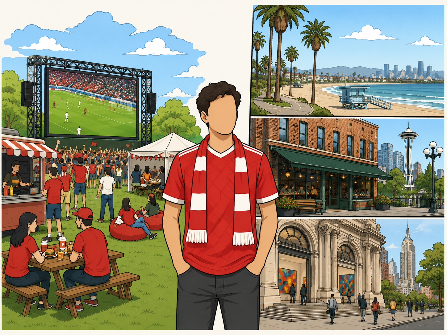 Fan Fest zone and host city cultural scenes for World Cup 2026.