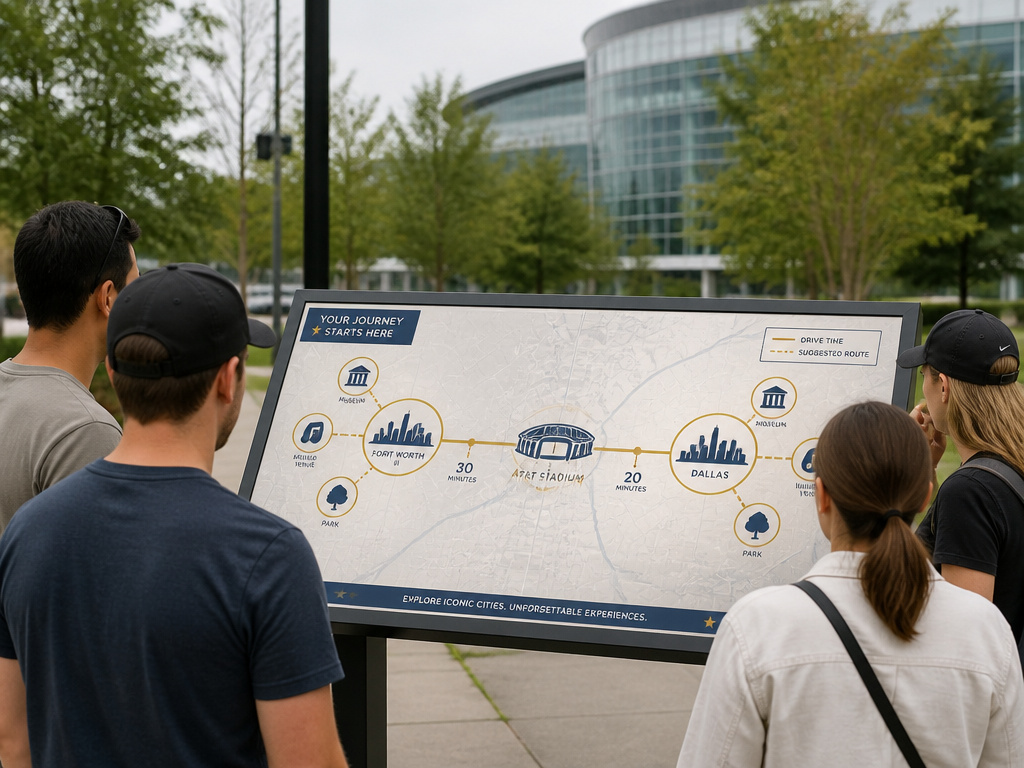 Group planning day trips from stadium to Dallas and Fort Worth attractions.