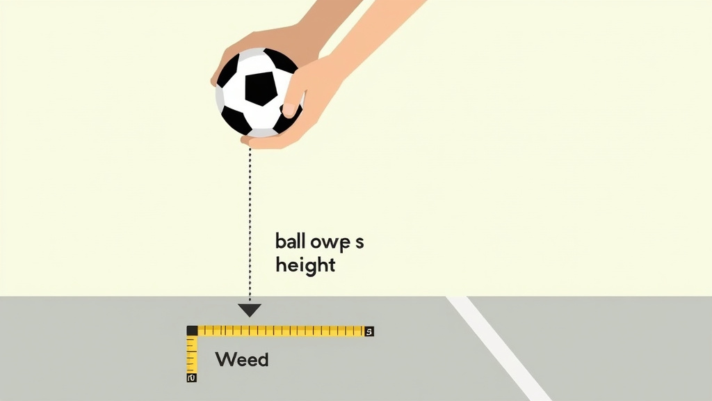 Cartoon illustration of the bounce test for checking soccer ball pressure without a gauge.