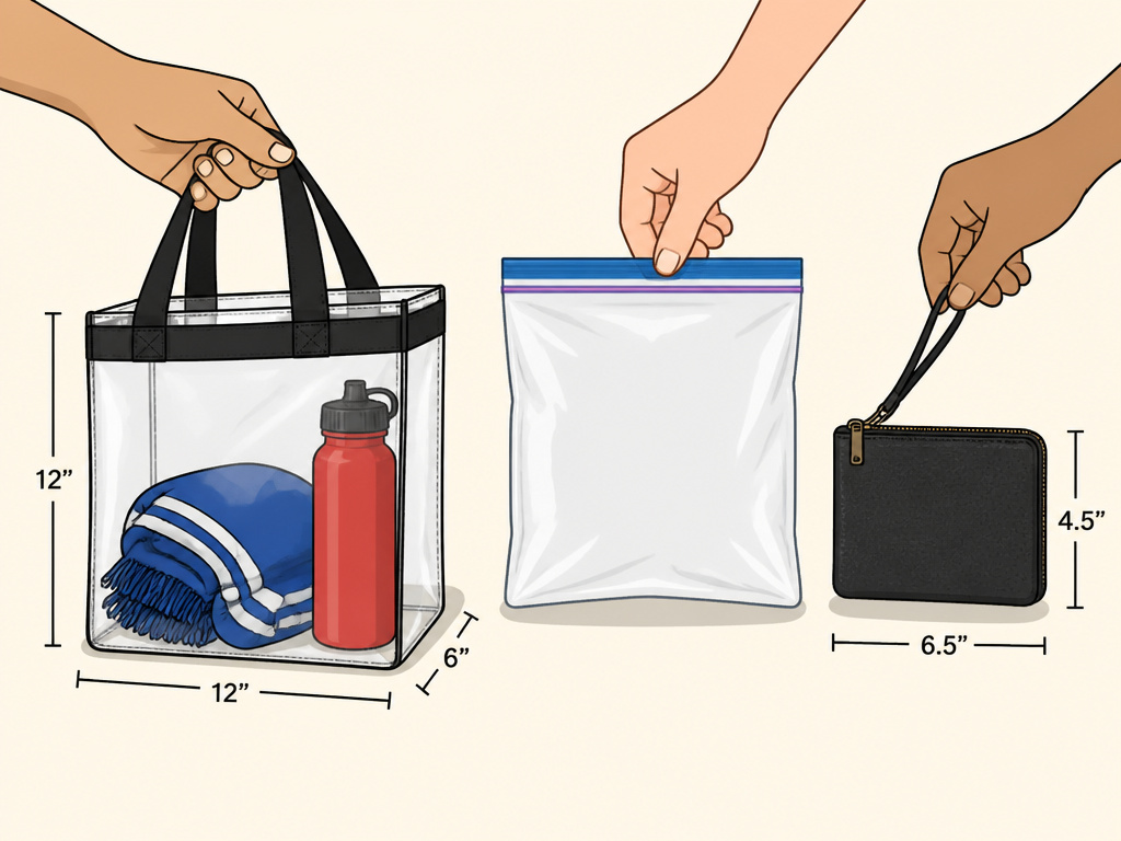 Approved clear bags and small clutch purse for World Cup 2026 stadium entry.