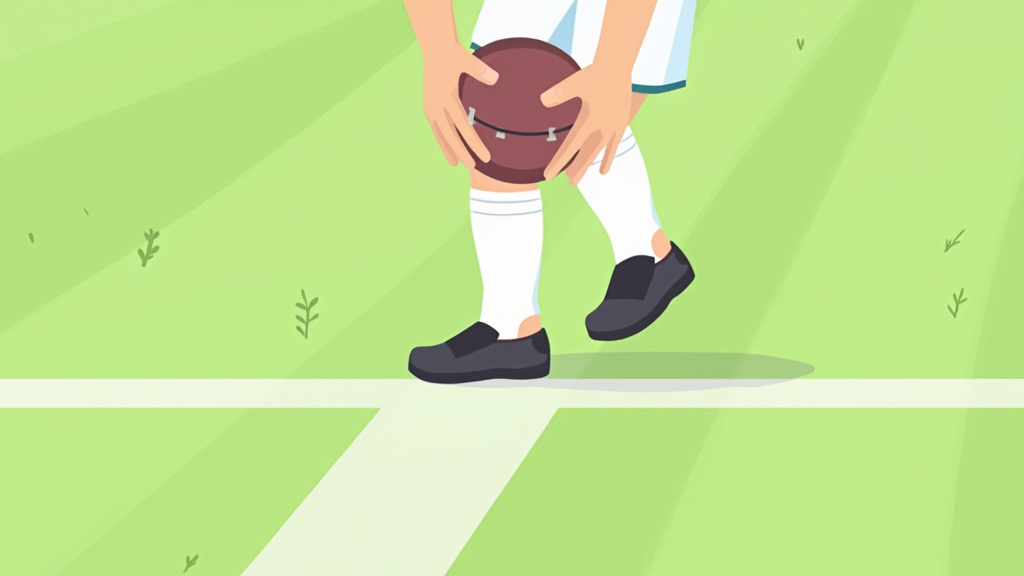 Soccer player committing a foot fault during a throw-in, illegal lift shown.