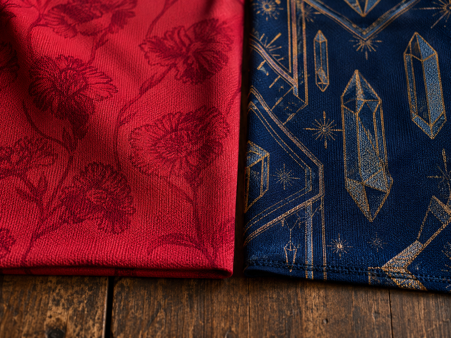Close-up detail of Spain 2026 jersey fabrics showing carnation and pyrite patterns.