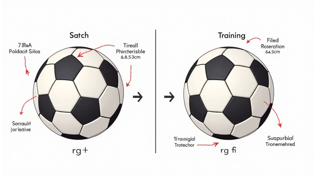 Diagram comparing FIFA certified match ball vs training ball construction and tolerances.