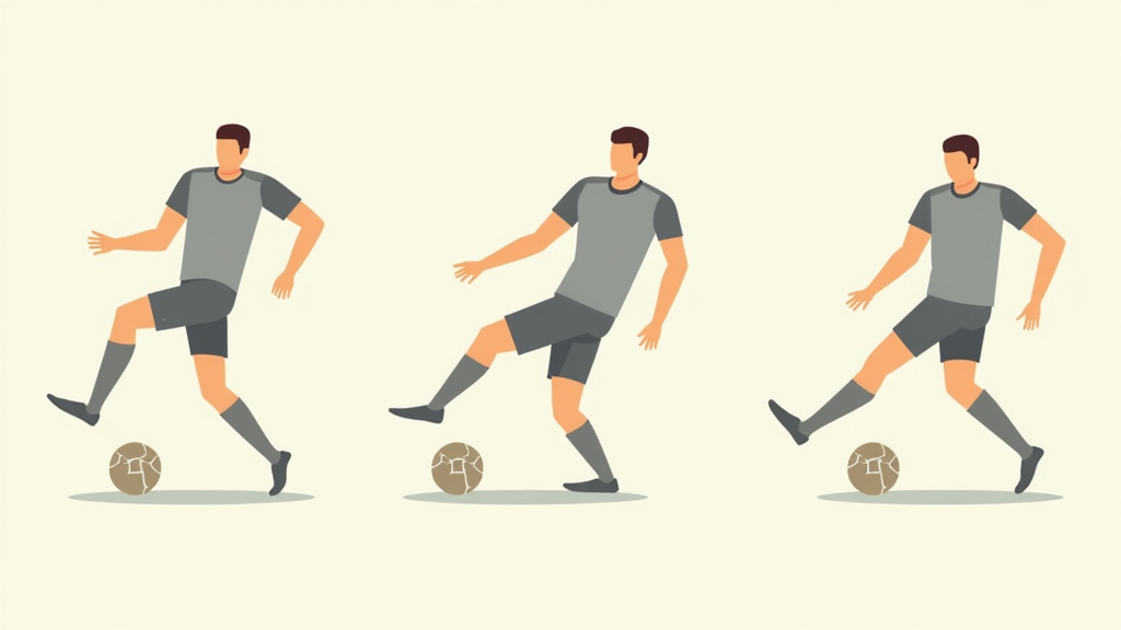First touch techniques for soccer strikers, midfielders, and defenders illustrated.