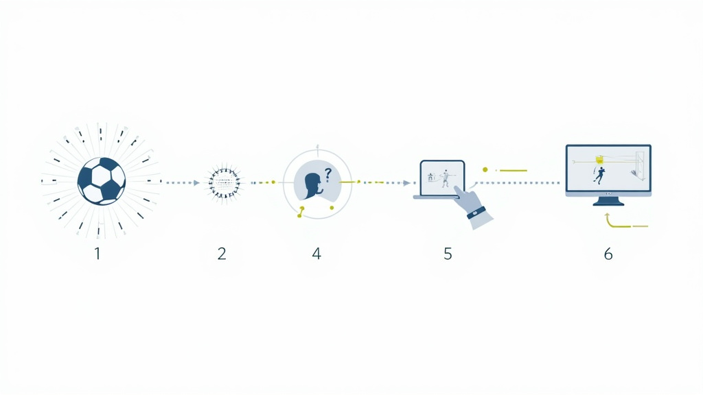 Diagram of semi-automated offside VAR alert and 3D animation process sequence