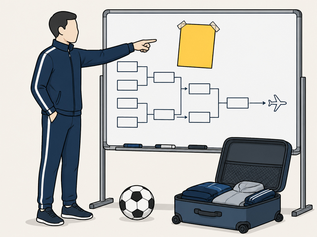 Coach illustrates World Cup tiebreaker consequences using a yellow card.