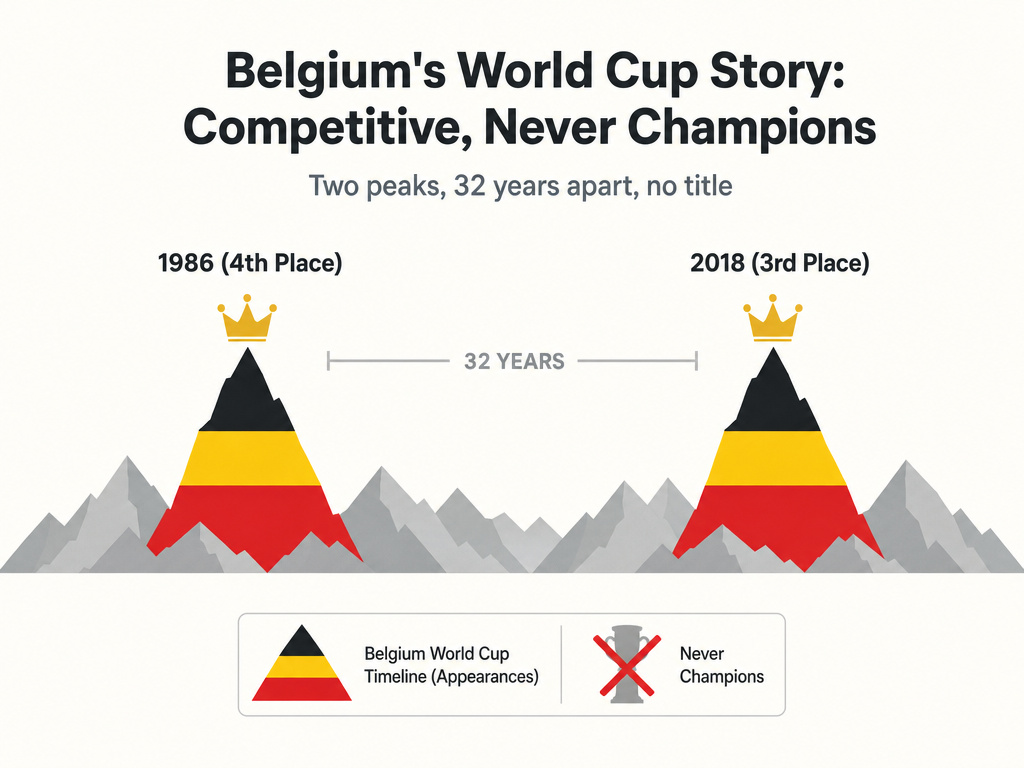 Infographic comparing Belgium's two World Cup peaks in 1986 and 2018.