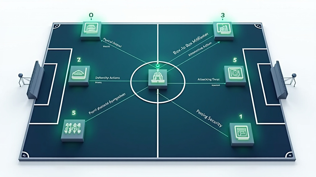 Data analytics diagram identifying key metrics for a box-to-box midfielder
