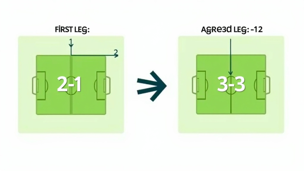 Diagram illustrating how to calculate an aggregate score in soccer by adding leg results.