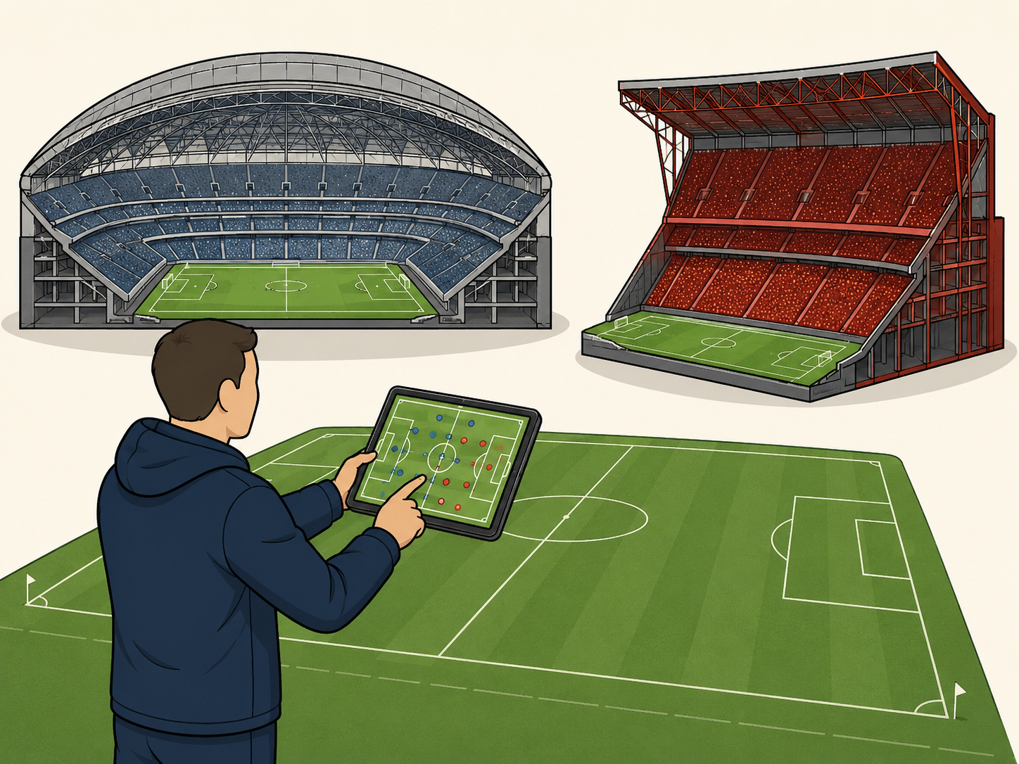 Tactical coach compares a spacious stadium to a steep, intense one.