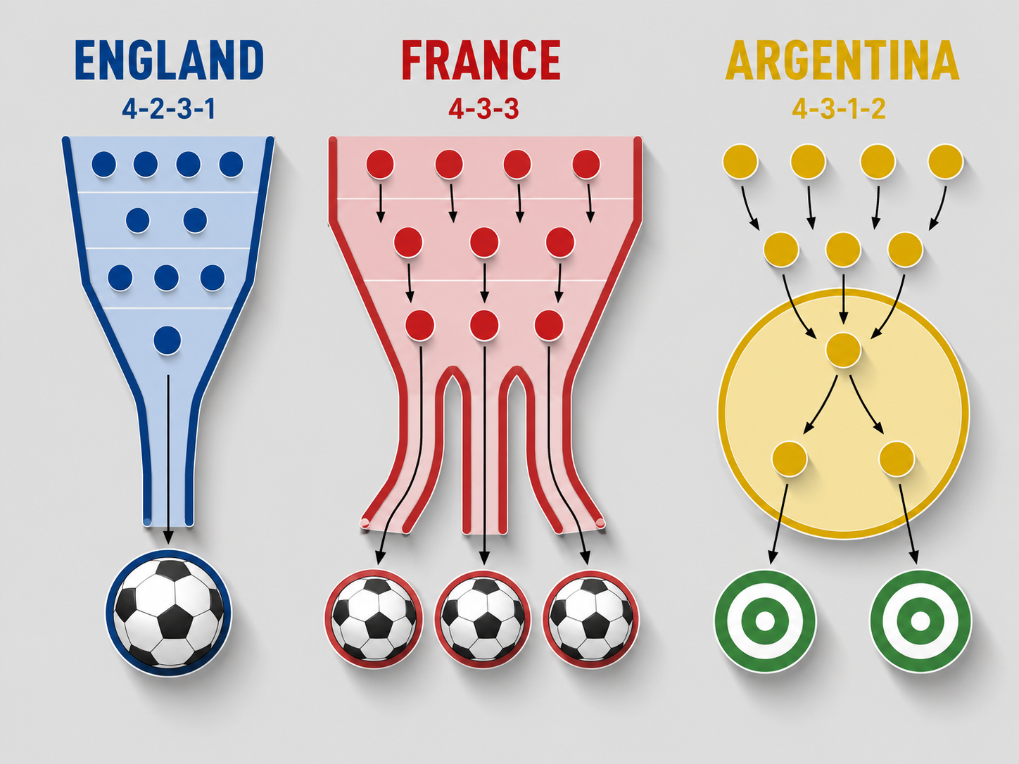 Infographic comparing how different soccer tactics create scoring chances.