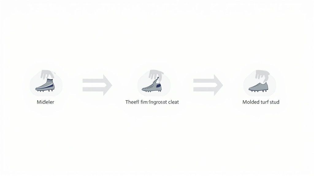 Decision flowchart for choosing between soccer cleats and football cleats