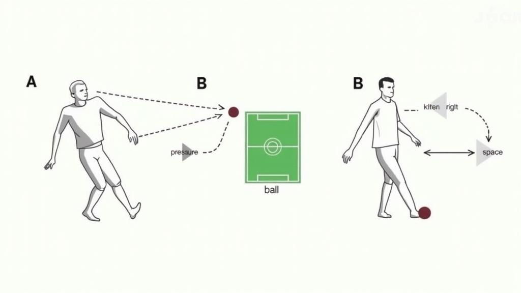 Soccer scanning and decision-making diagram for improving first touch direction