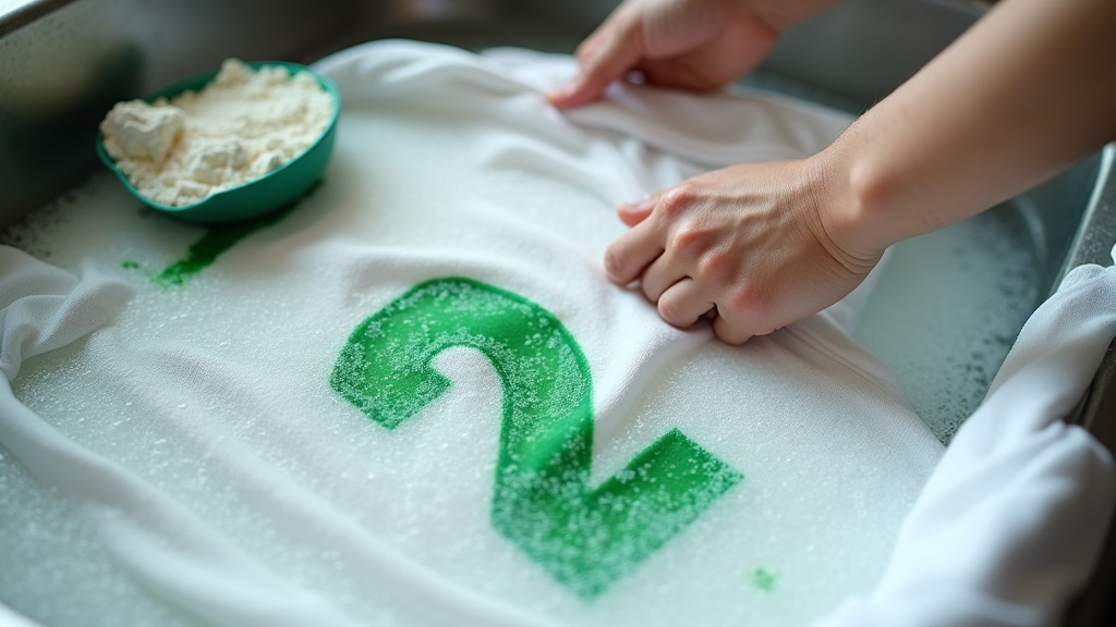 Soaking a stained soccer jersey in oxygen bleach solution to remove old grass stains