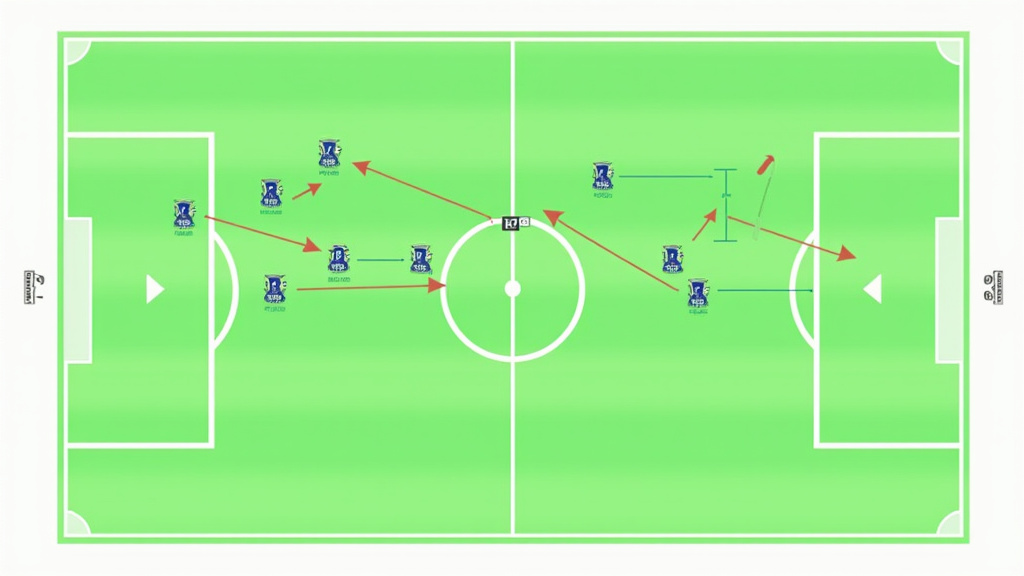 Soccer tactical diagram showing build-up patterns for three different formations.
