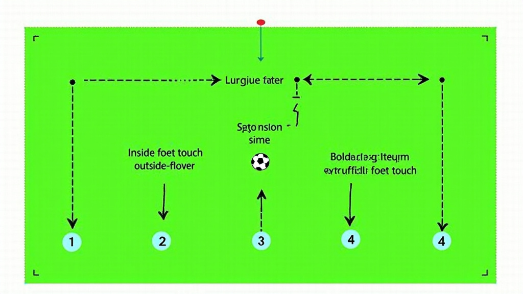 Diagram of advanced soccer ladder drill with ball mastery touch sequence