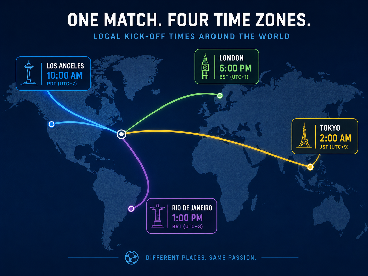 World Cup 2026 time zone conversion chart for international viewers