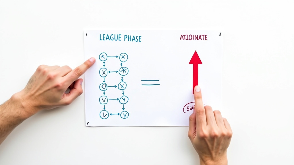 Champions League league phase consistency versus knockout sudden-death tactics diagram