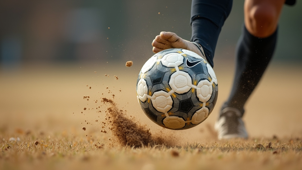 Close-up of foot striking ball for a Trivela outside curve shot