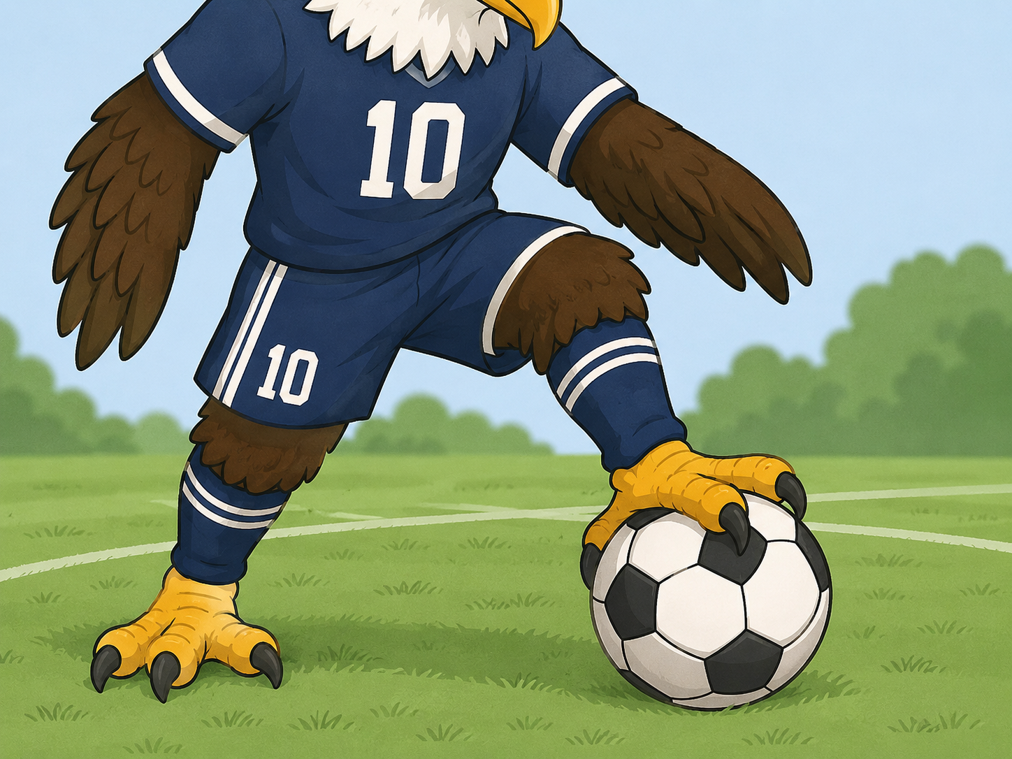 Cartoon of Clutch the bald eagle mascot for the 2026 World Cup.