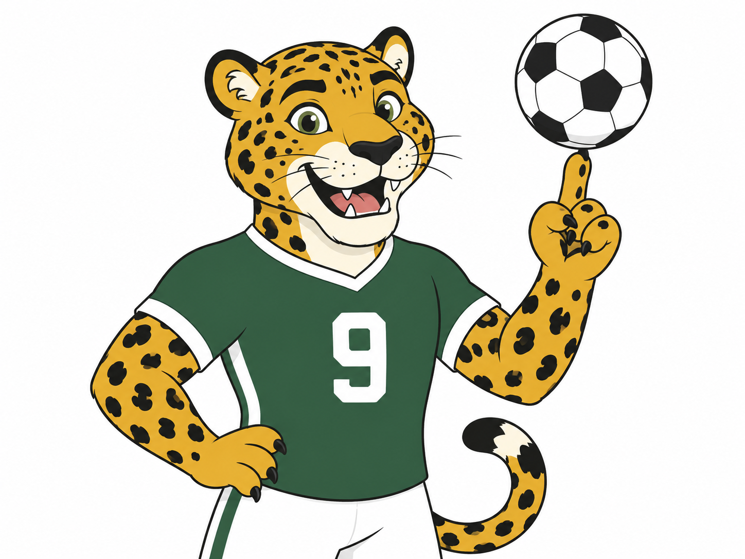 Zayu the jaguar mascot for World Cup 2026 in a number nine jersey.