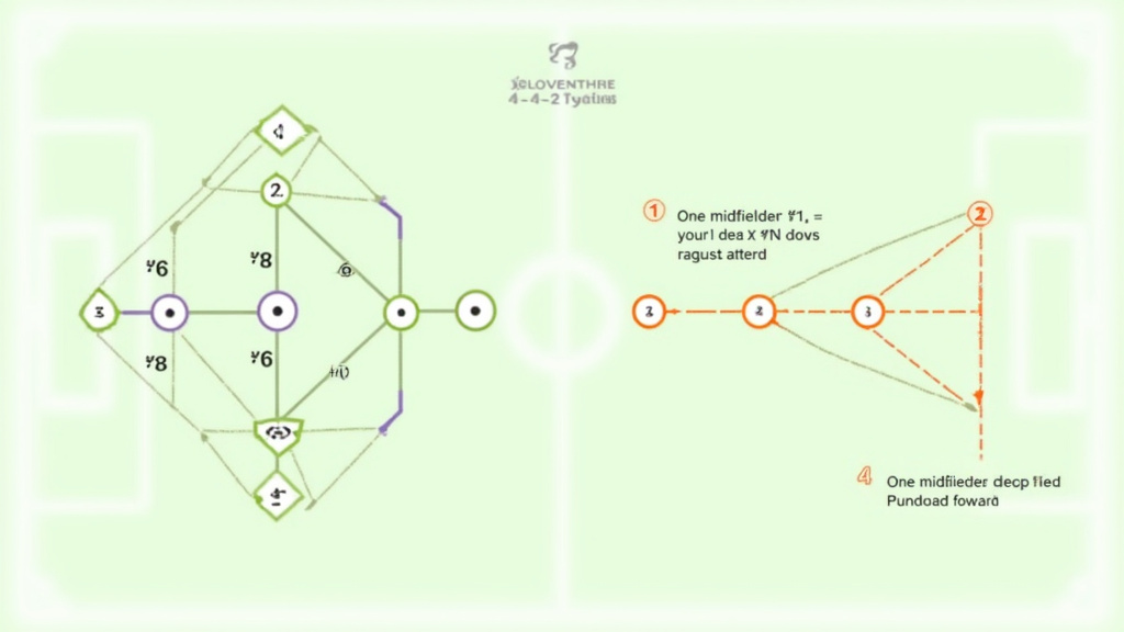Diagram comparing the 4-4-2 diamond and pendulum midfield adaptations.