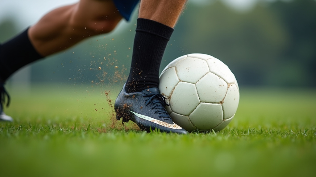 Soccer player cushioning a long pass with the inside of the foot