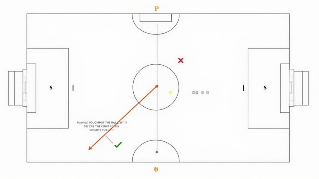 Diagram of soccer goal kick rules showing violations and offside exception.