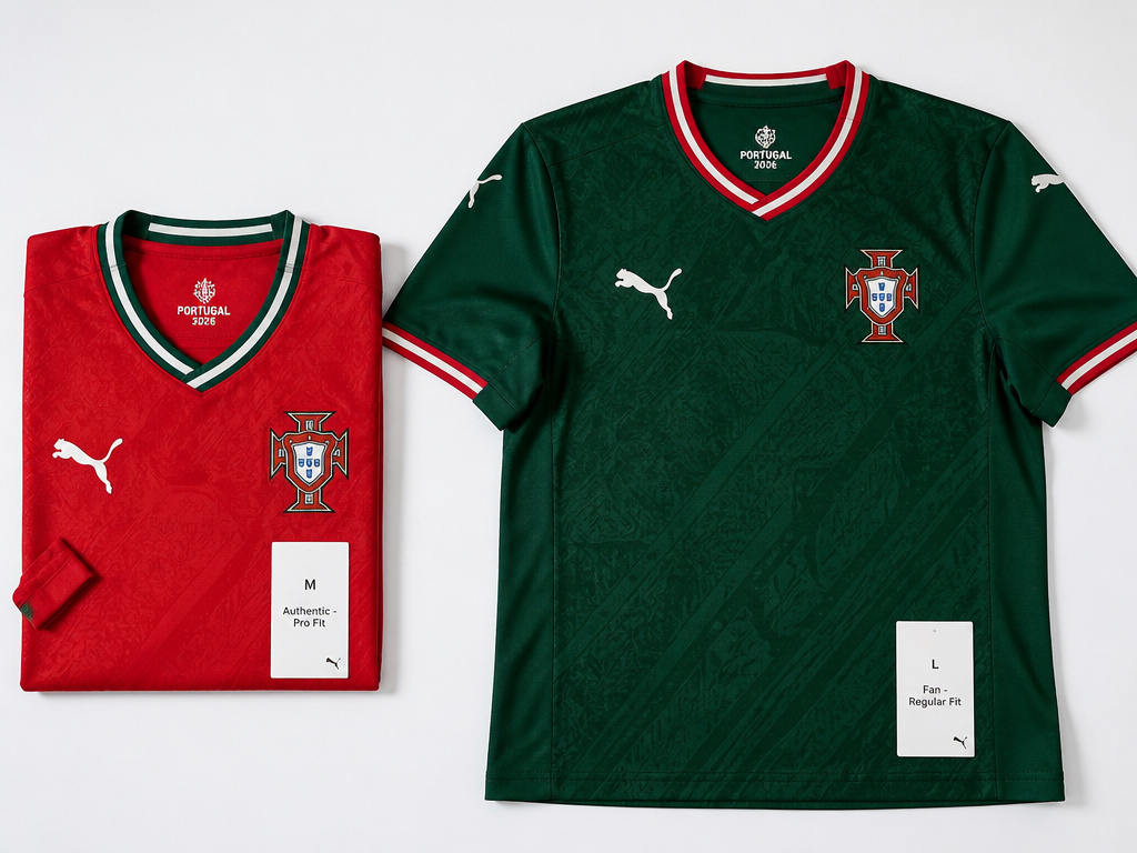 Comparison of Portugal 2026 authentic and fan jersey sizes and fits.
