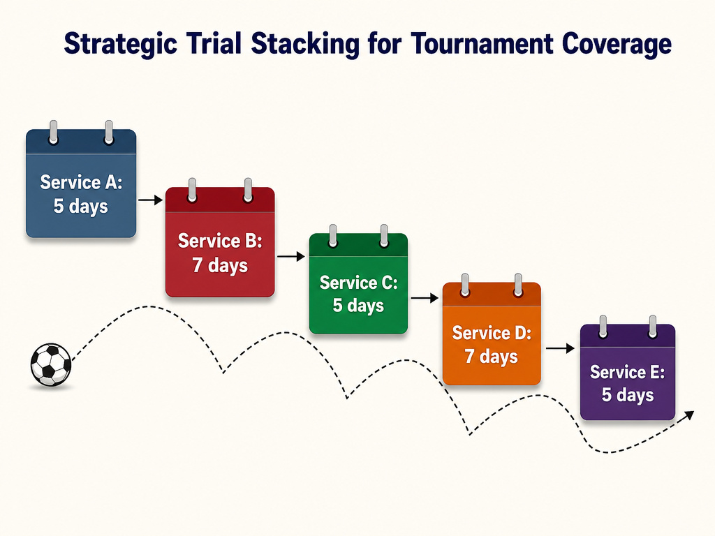Infographic timeline diagram for stacking free TV trial periods.