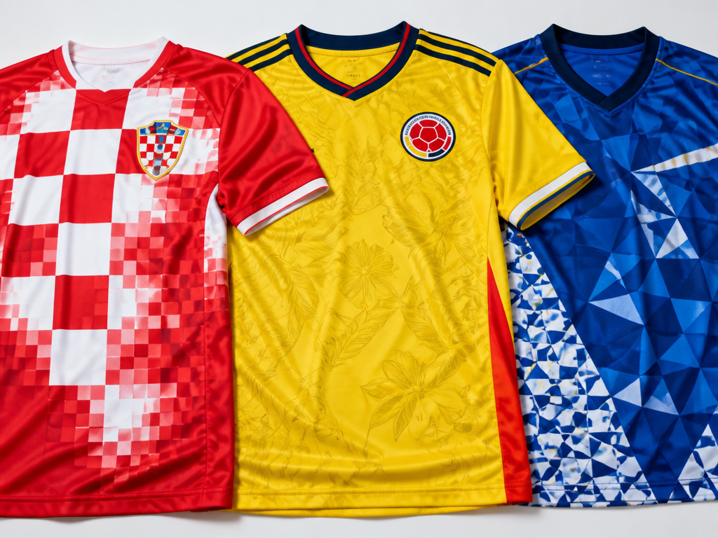 Three 2026 World Cup kits showcasing embedded national design patterns.