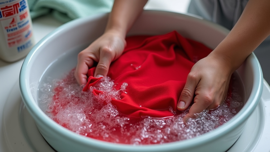 Hand washing a soccer jersey inside out in cold water before long-term storage.