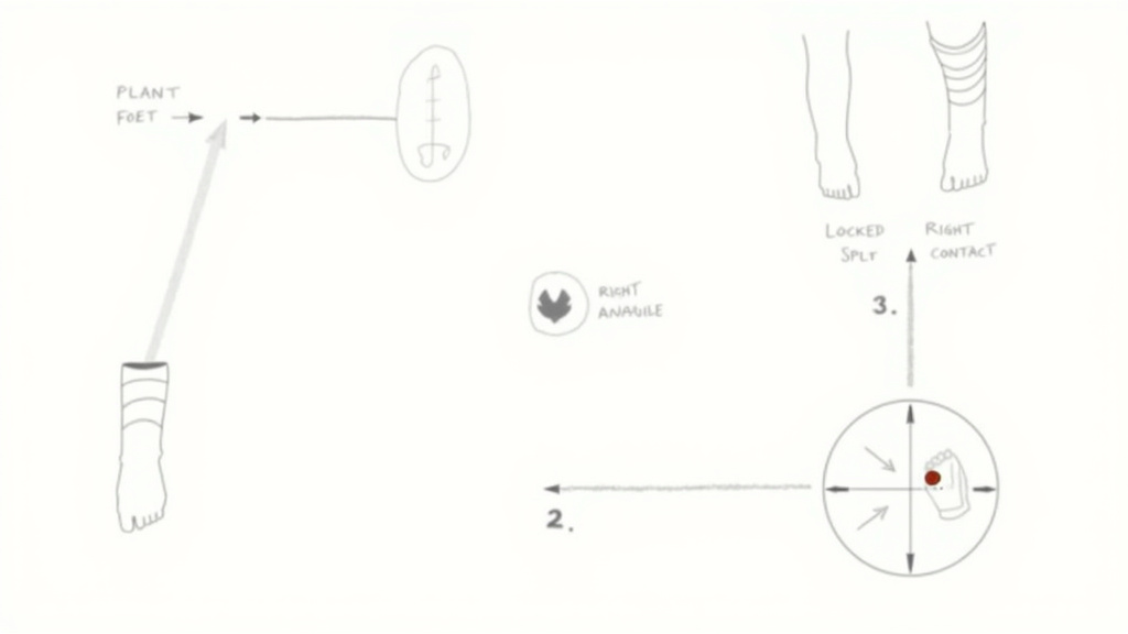 Diagram of proper foot placement and ankle lock for a short soccer pass.