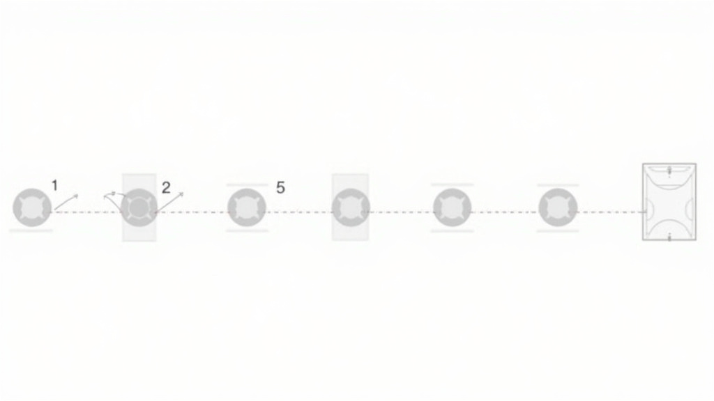 Seven-step progression diagram for mastering long passing technique in soccer