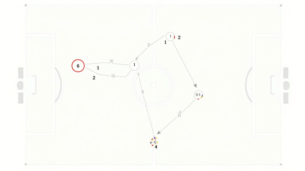 Soccer midfield tactical diagram showing passing triangles and player positioning.