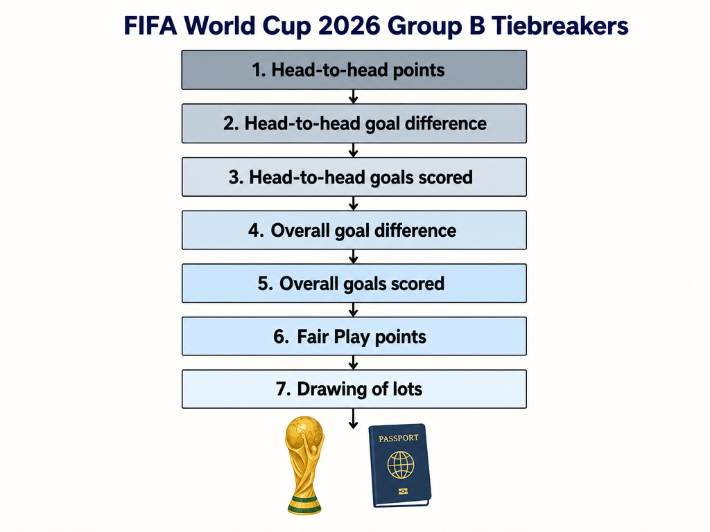 FIFA World Cup 2026 Group B tiebreaker sequence infographic.