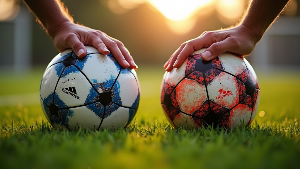 Hummel Legacy and Inspire FIFA match balls comparison on grass