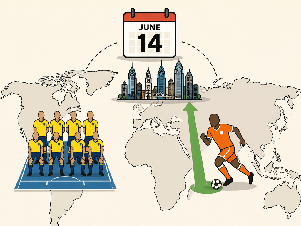Cartoon diagram comparing Ecuador's defensive tactics versus Ivory Coast's attacking style.
