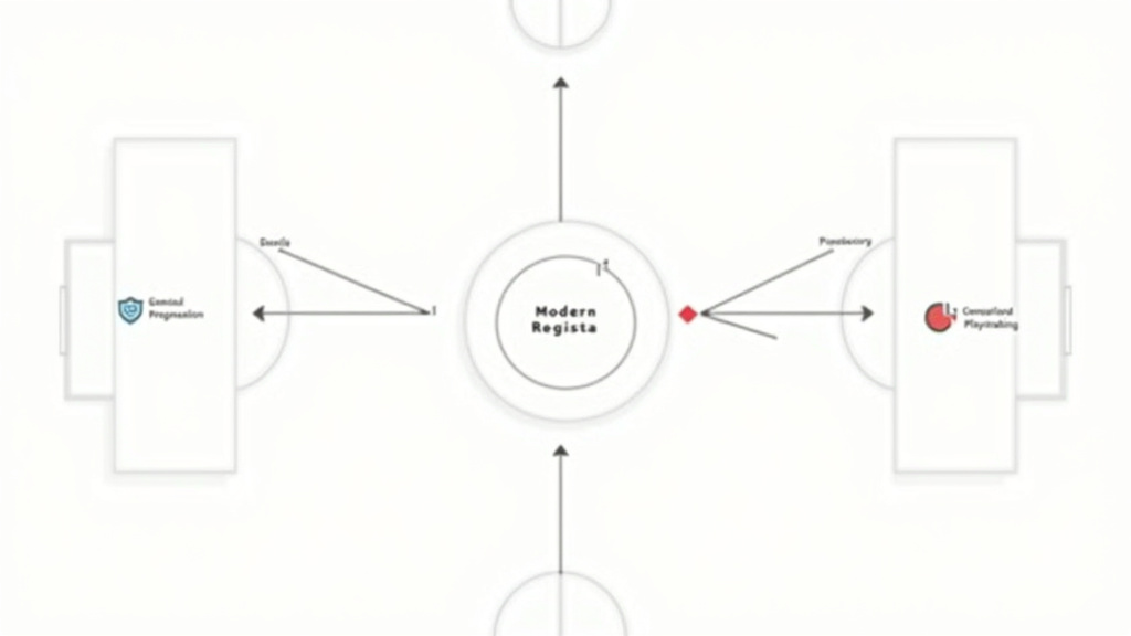 Diagram of a modern regista's hybrid role in soccer tactics under pressure.