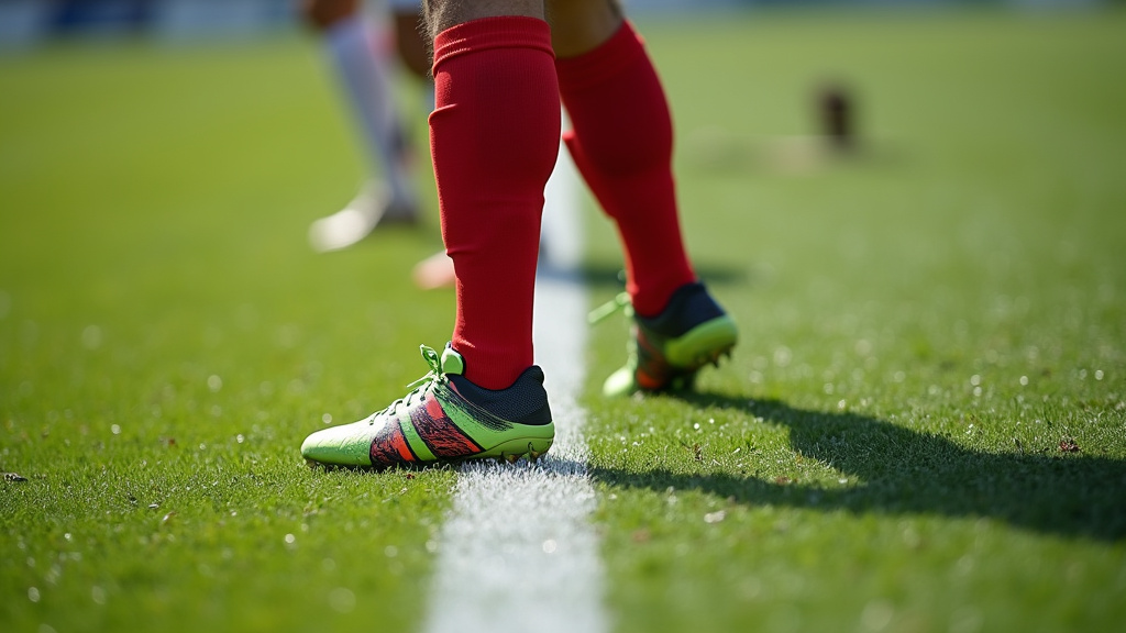 Wing-back sprinting along soccer touchline demonstrating speed and stamina