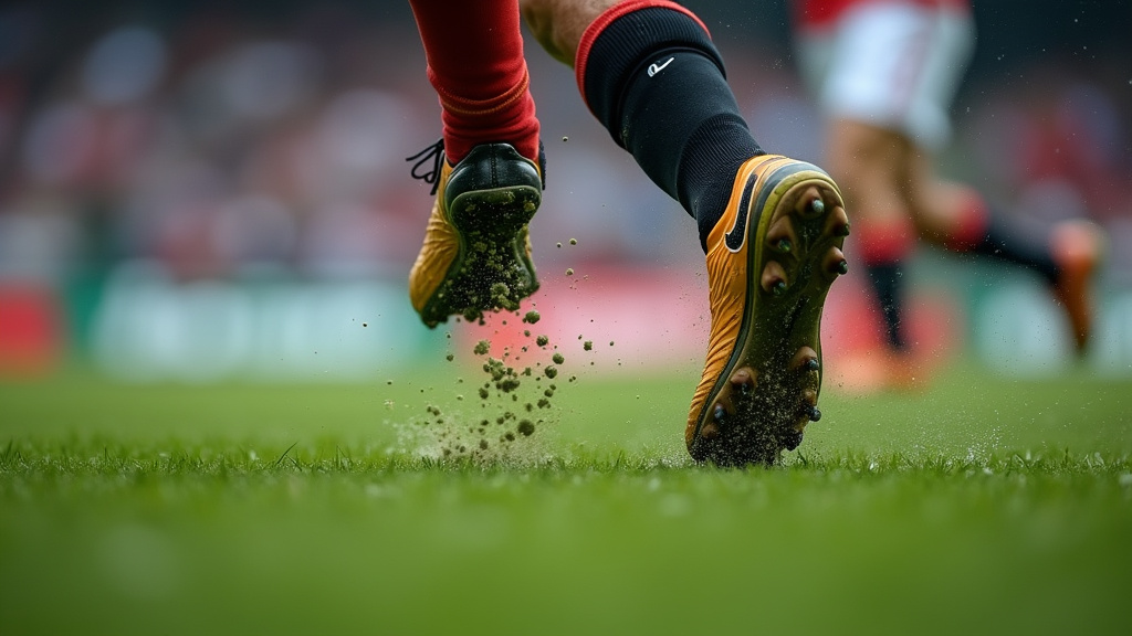 Soccer player's legs in a high-intensity sprint during a gegenpressing moment