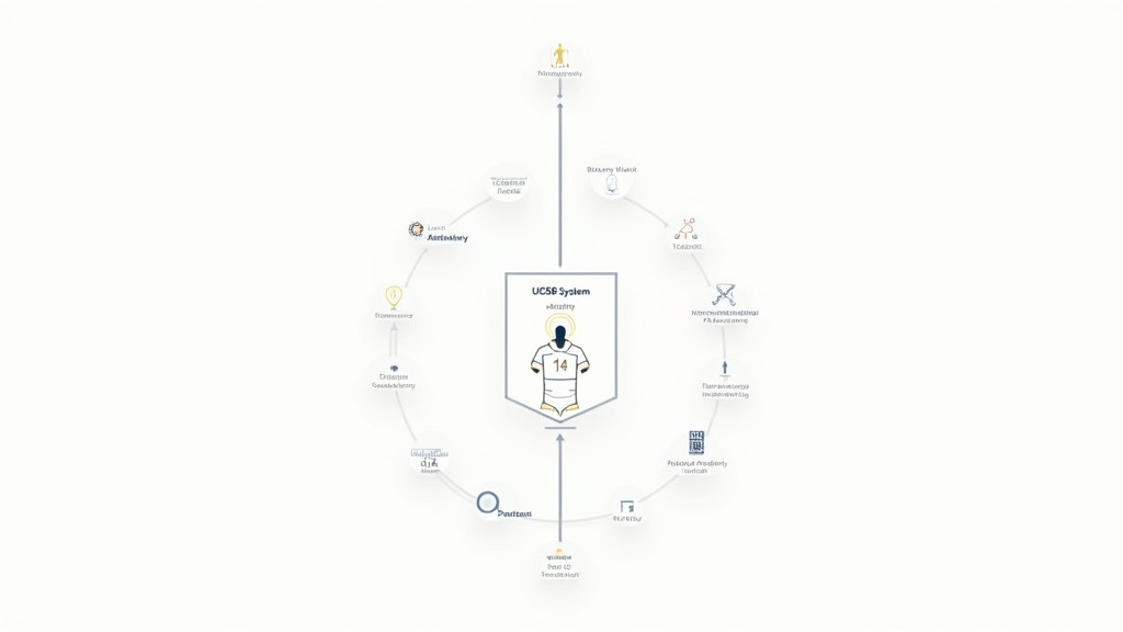 Flowchart diagram of UCSB men's soccer player development pipeline system.