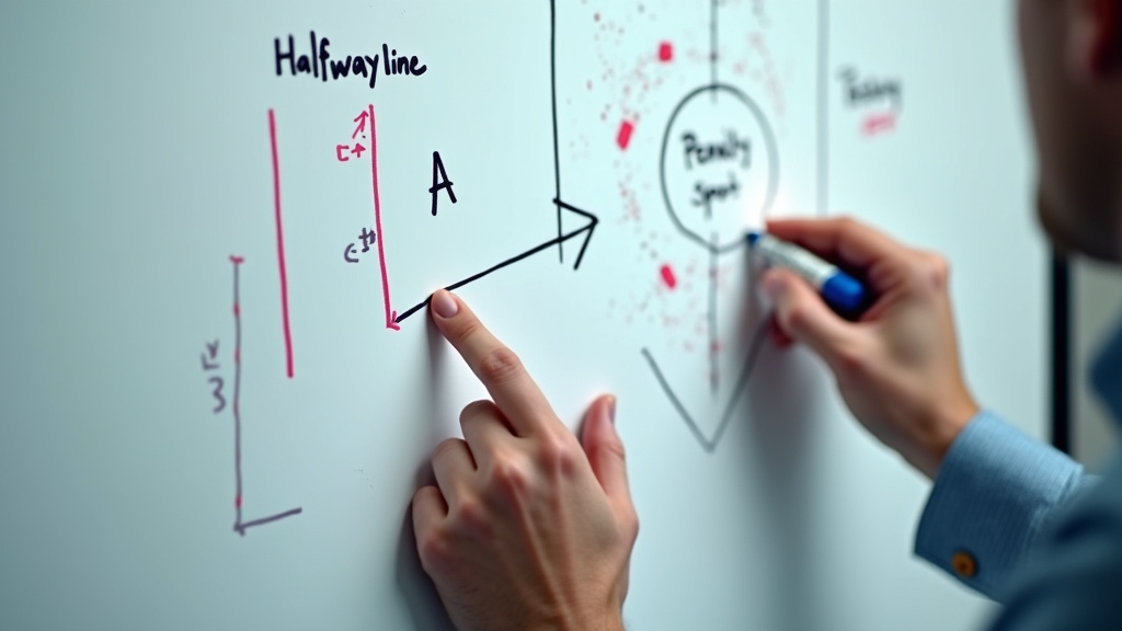 Soccer coach explaining defensive low block tactics on a tactical board.