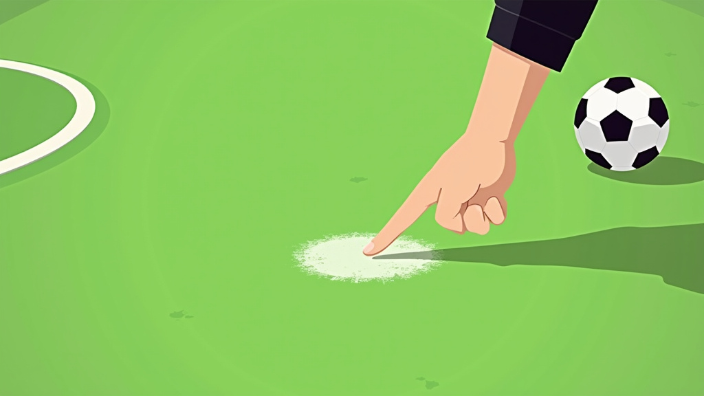 Referee awarding an indirect free kick for an offside offence in soccer.