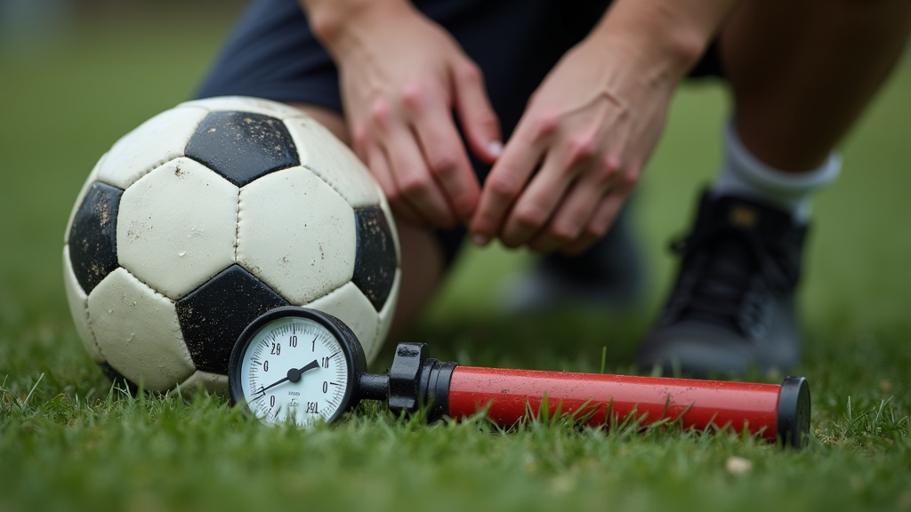 Close-up of heading a properly inflated soccer ball for safe training technique.