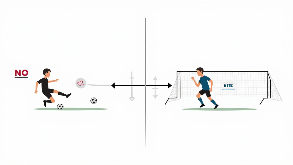 Diagram of penalty kick rules for second touches after a rebound.