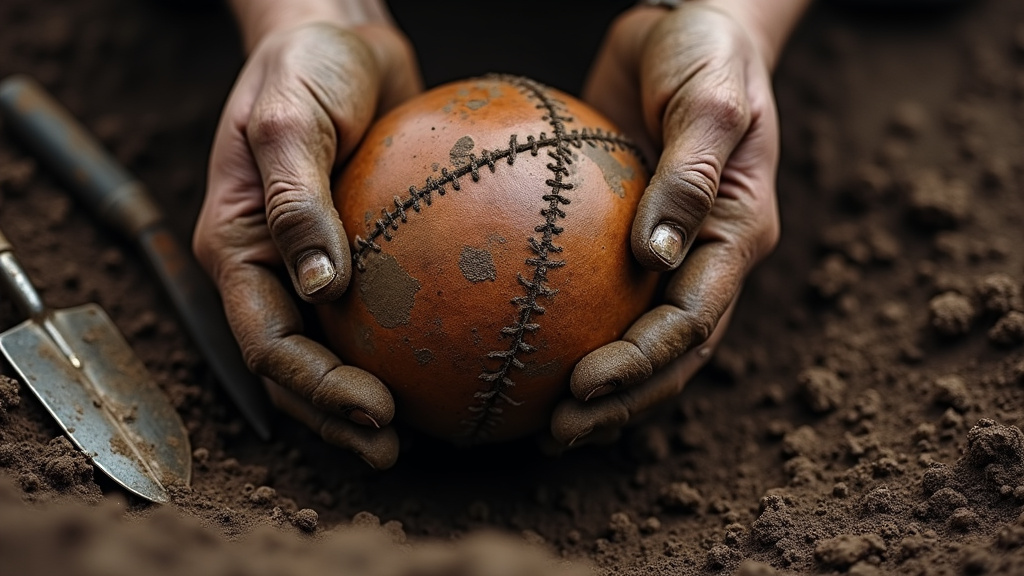 Ancient leather football discovered at a 17th-century Scottish archaeological site.